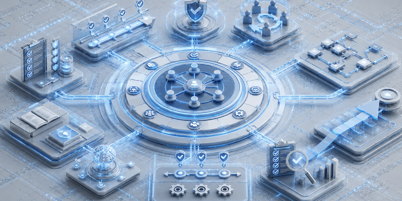 Continuity planning network with transition workflows and governance checkpoints.