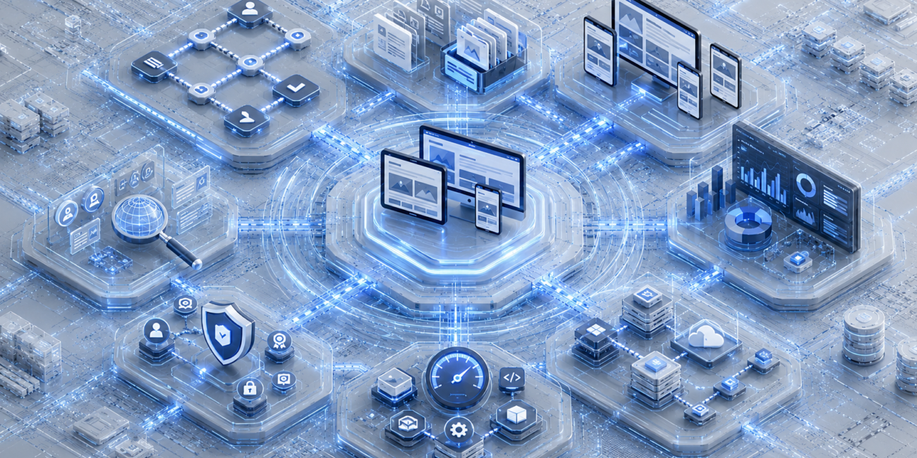 Website modernization system with responsive design, security, and analytics.