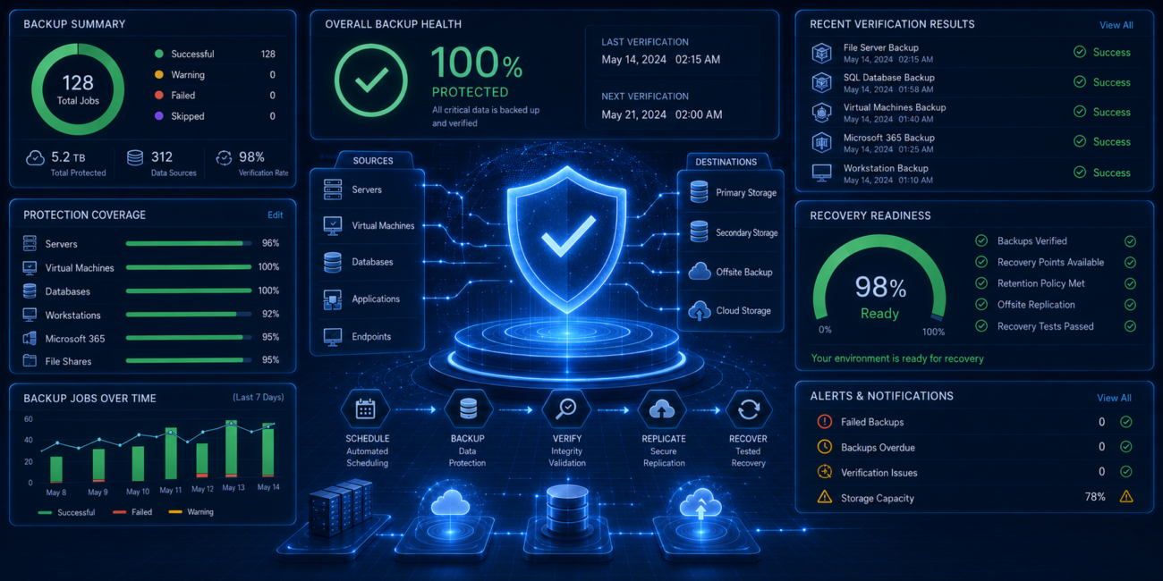 Backup verification dashboard